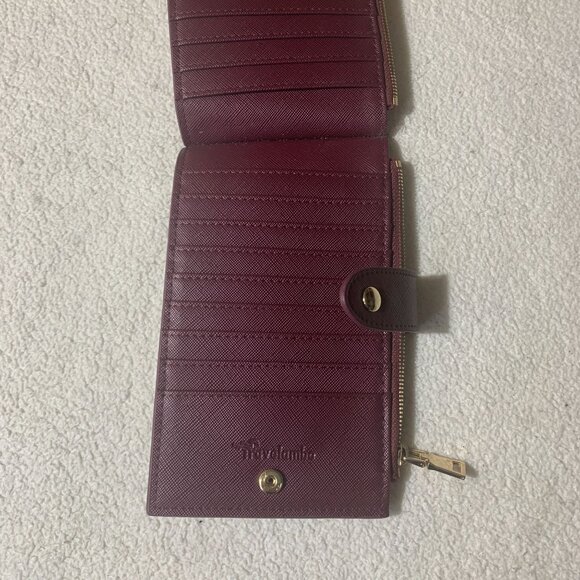 Travelambo RFID Blocking Bifold Multi Card Wallet with Zipper Pocket Purple Slim - Picture 6 of 7